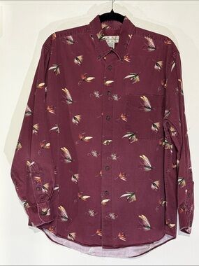 Crossings Maroon Unisex
Fishing Lure Shirt Accent Button Up Long Sleeve M